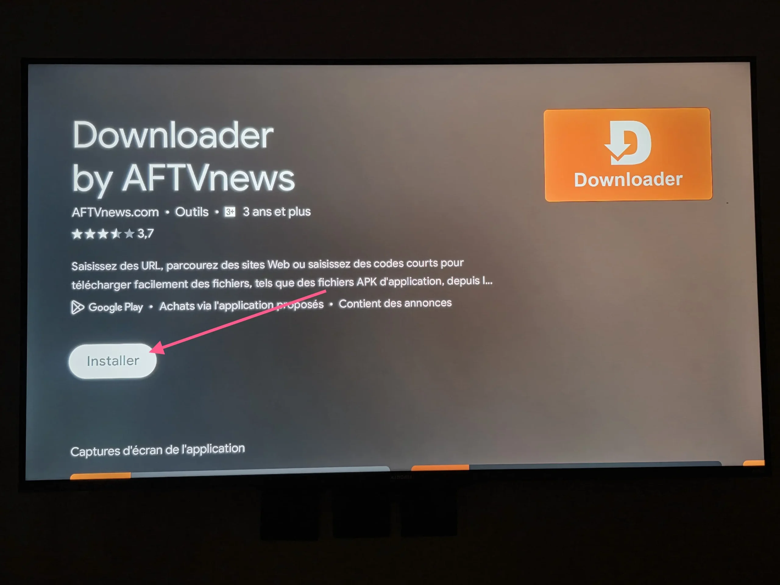 Installation de Downloader sur Chromecast